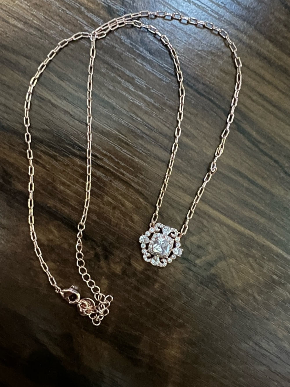 Rose Gold Crystal Pendant Necklace